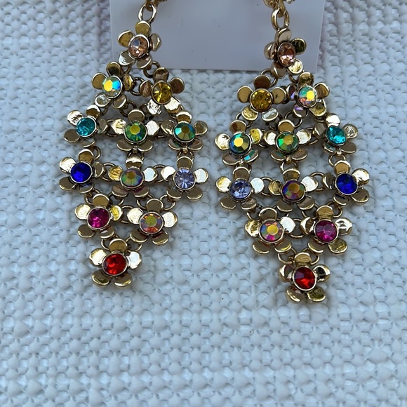 Betsey Johnson Flower Chandelier Earrings - Picture 2 of 2